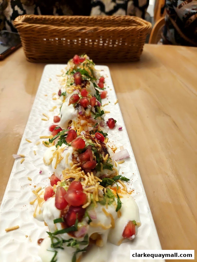 A plate of chaat, a popular Indian street food, served at Gabbar Bistro Bar Clarke Quay.