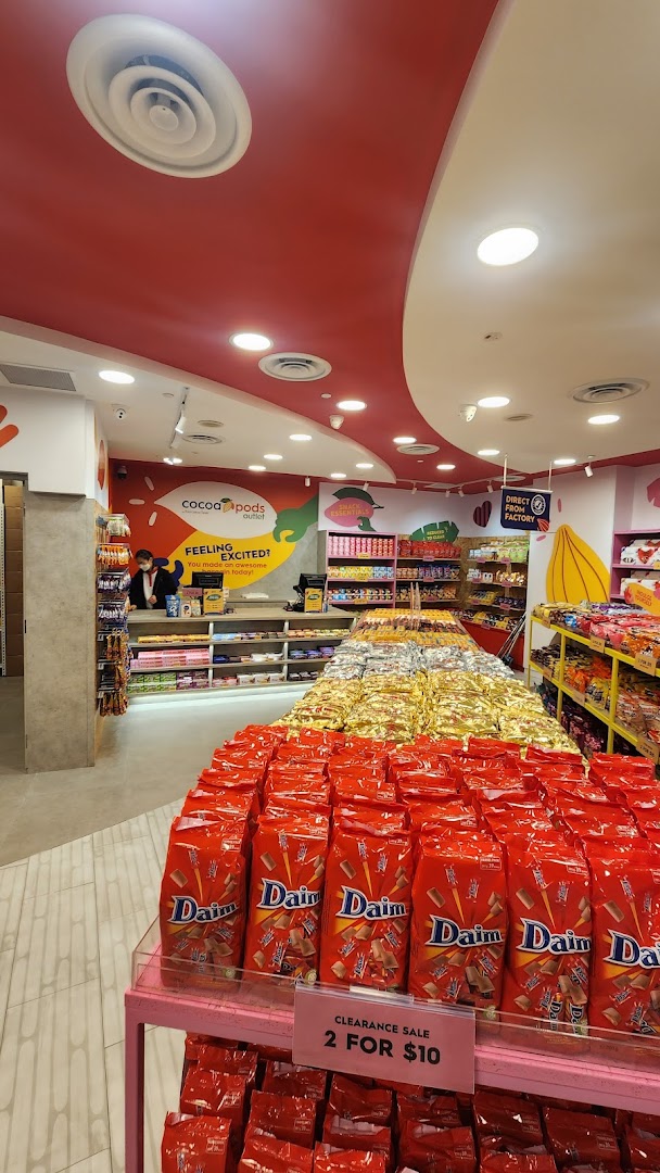 Interior view of Cocoa Pods by The Cocoa Trees, showcasing a wide array of chocolates and snacks.
