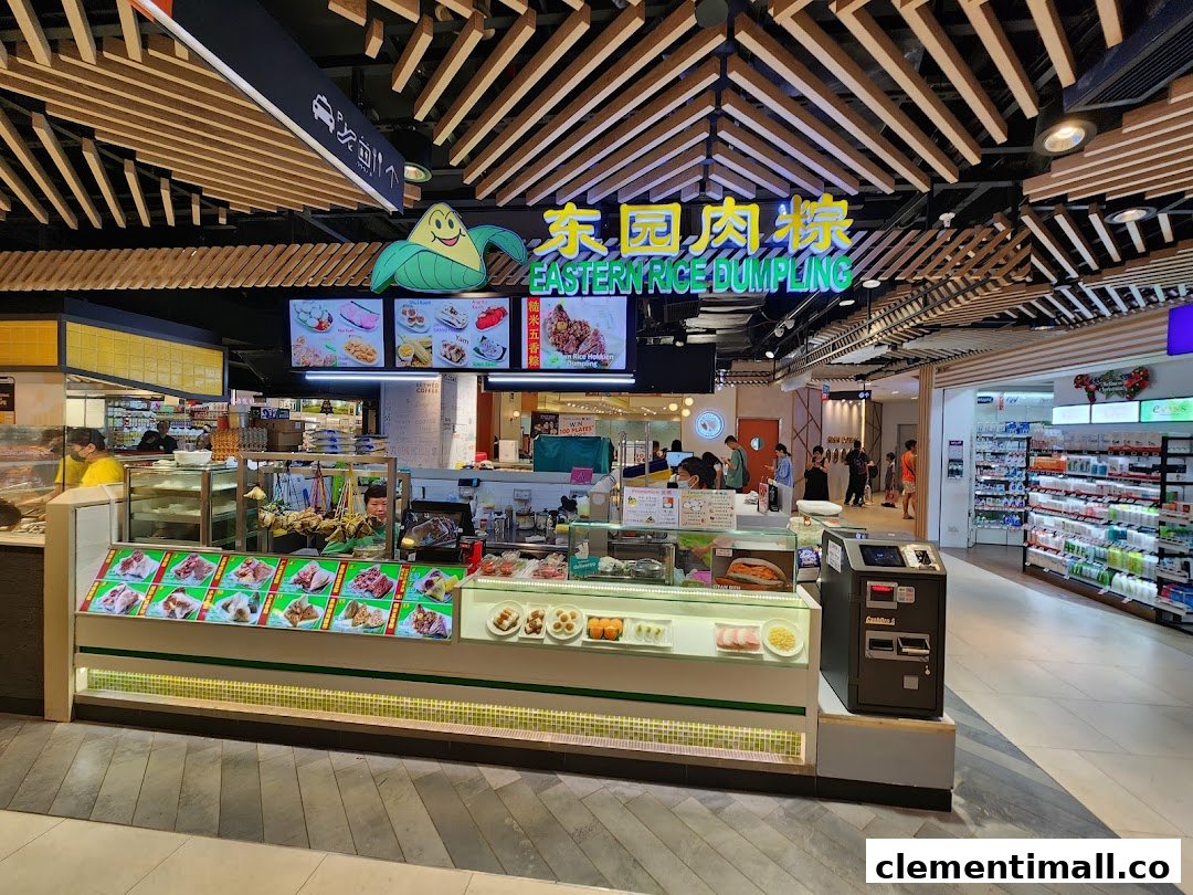 A vibrant view of Eastern Rice Dumpling shop's counter, showcasing a variety of traditional rice dumplings and snacks.
