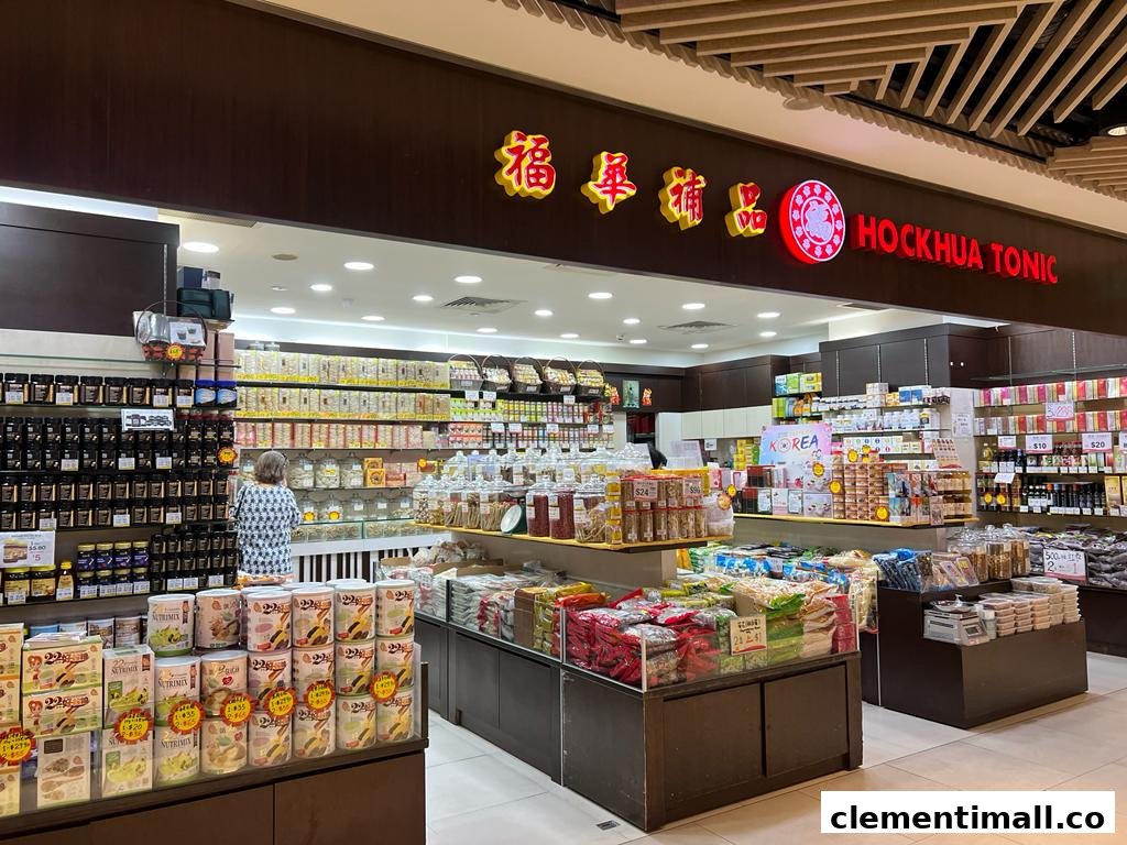 Interior view of Hockhua Tonic, showcasing a wide array of traditional health products and tonics.