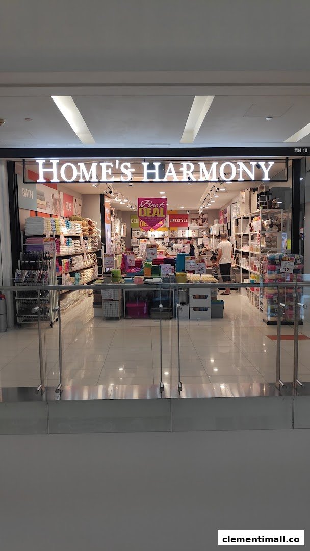 The storefront of Homes Harmony, showcasing a wide array of home goods and textiles.