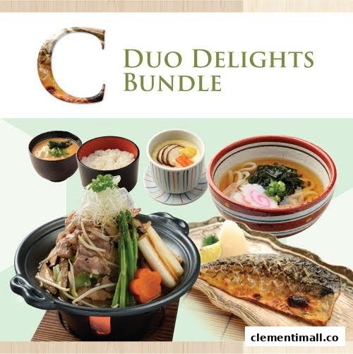 A promotional image showcasing Ichiban Boshi's 'Duo Delights Bundle' featuring various Japanese dishes.