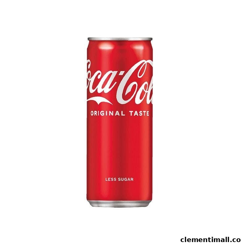 A red Coca-Cola Original Taste can, labeled 'Less Sugar', against a white background.