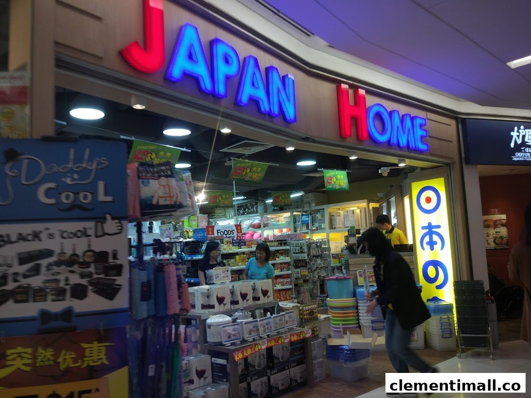 The brightly lit entrance of Japan Home, showcasing a wide array of household products and daily essentials.