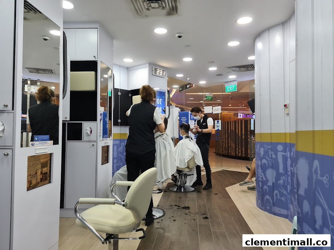Inside kcuts Clementi Mall, stylists are busy providing quick and efficient haircuts to customers.