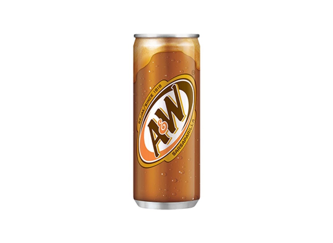 A single A&W SarsaParilla soda can with condensation, ready to refresh.