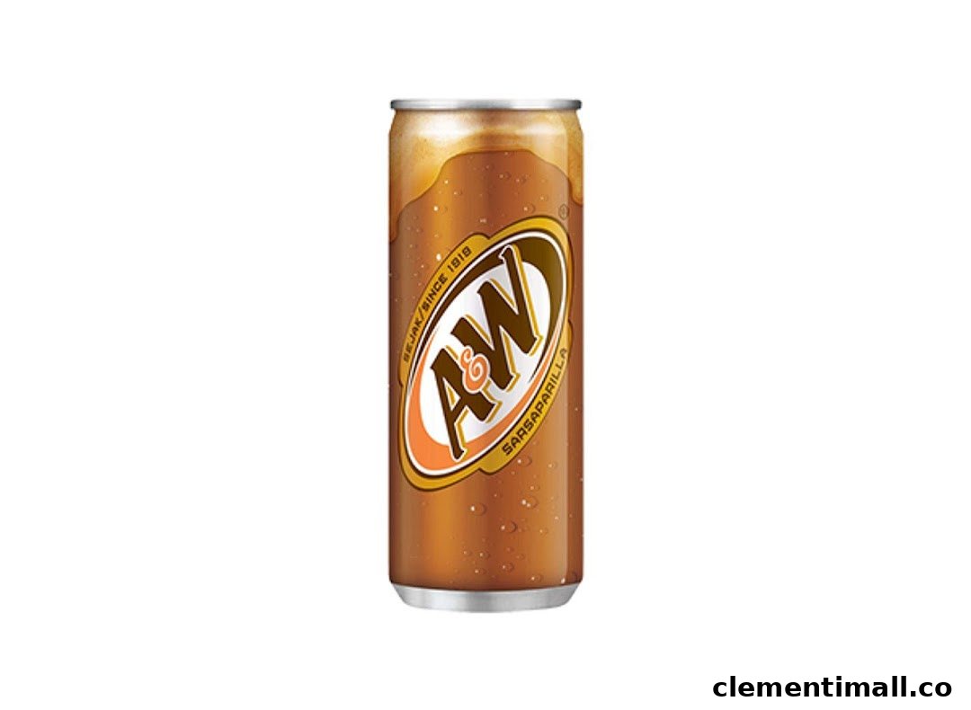 A single A&W SarsaParilla soda can with condensation, ready to refresh.