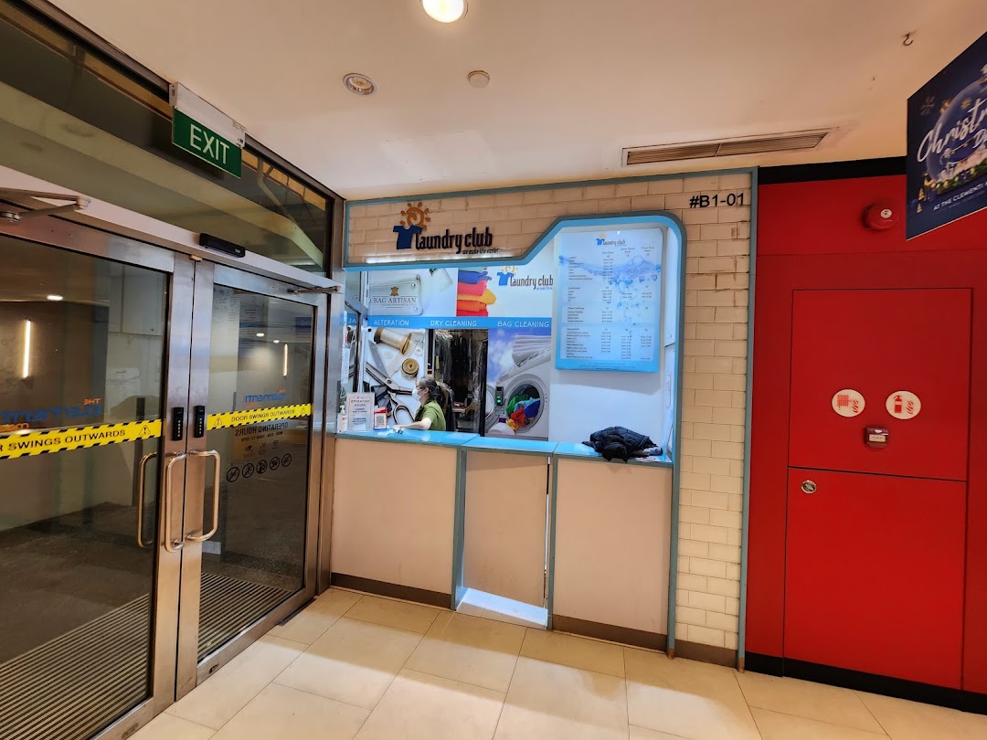 The counter and entrance of Laundry Club at Clementi Mall, offering garment care services.