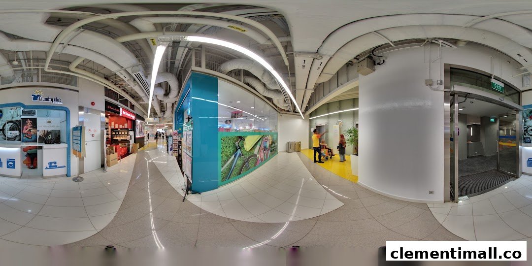 Front of Laundry Club at Clementi Mall, featuring self-service laundry machines.