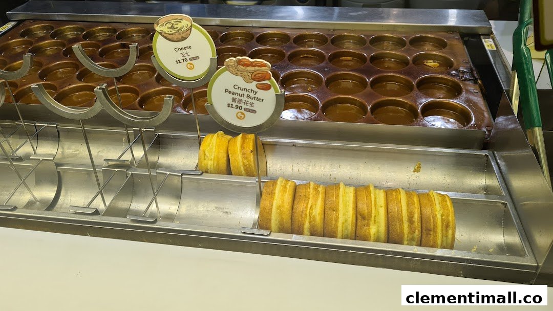 Freshly made pancakes with cheese and peanut butter fillings displayed at Mr Bean.