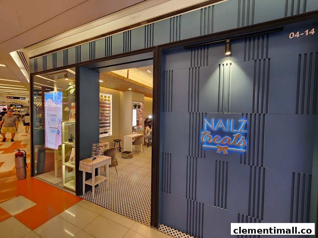 The inviting entrance of Nailz Treats, a nail salon at The Clementi Mall.