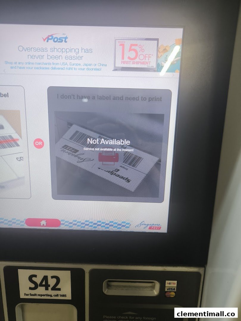 A POPStation kiosk screen displaying a 'Service not available' message for label printing.