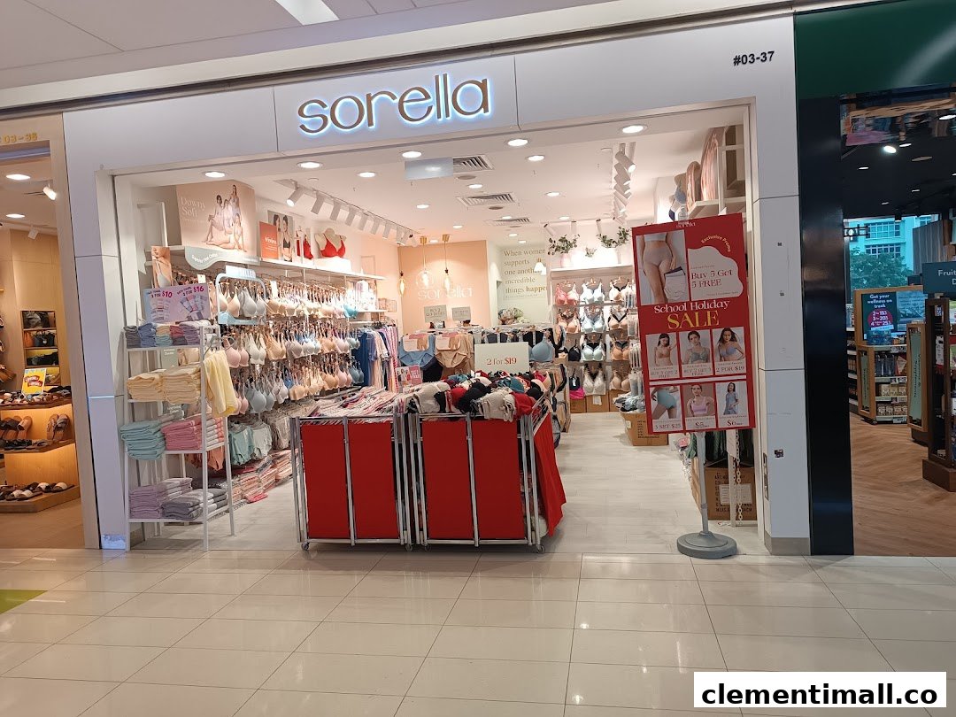 The storefront of Sorella, a lingerie shop, showcasing a wide range of intimate wear and current promotions.