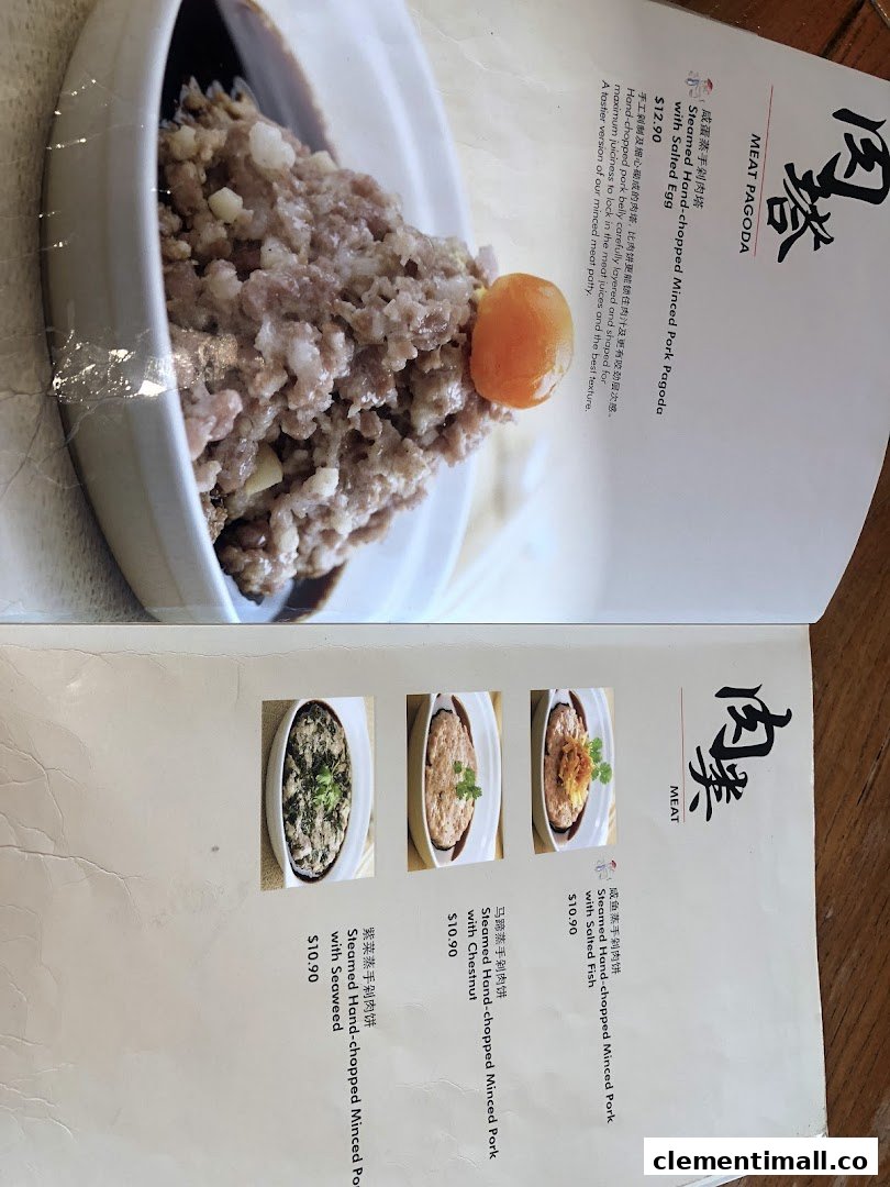 A menu page displaying various steamed hand-chopped minced pork dishes with prices and descriptions.