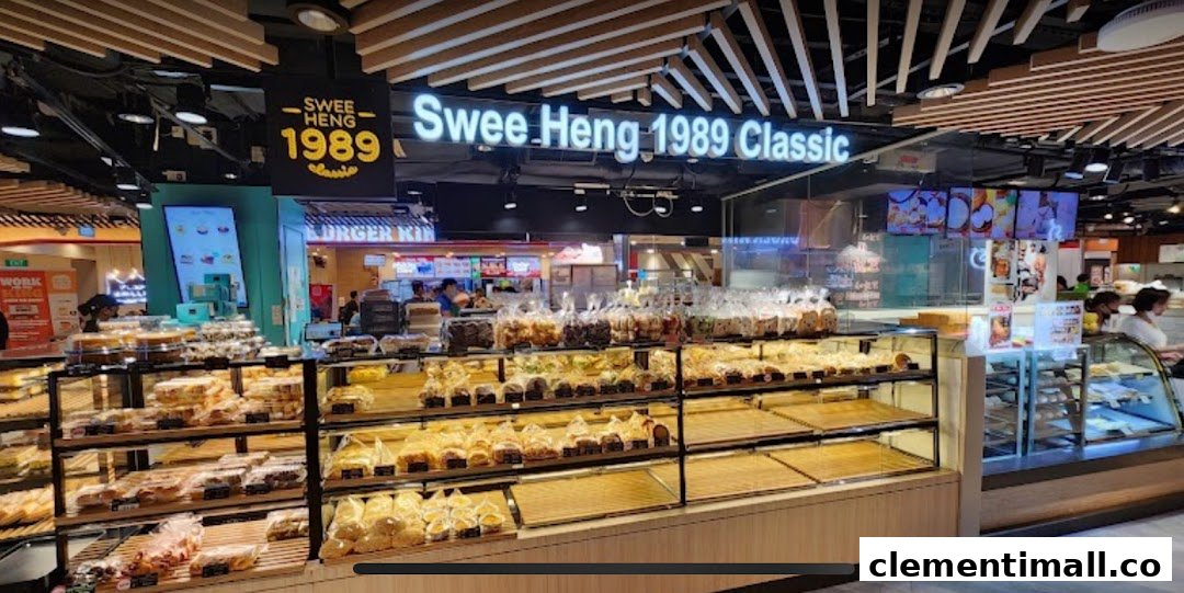 Interior view of Swee Heng 1989 Classic bakery with display cases filled with various baked goods.