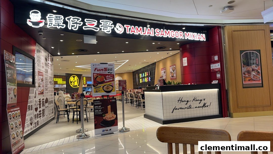 The vibrant shopfront of TamJai SamGor Mixian, showcasing its entrance and inviting interior.