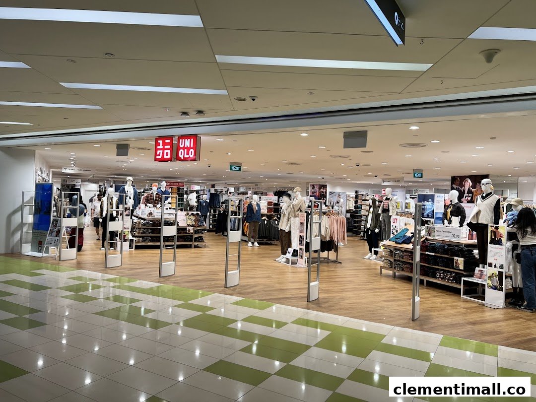 The inviting entrance of a UNIQLO store, showcasing various clothing displays and mannequins.