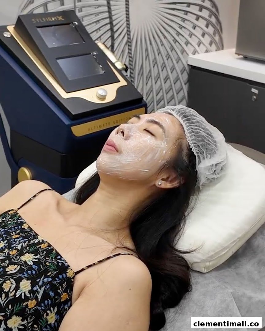 A woman receives a facial treatment with a mask at V Medical Aesthetics & Laser Clinic.