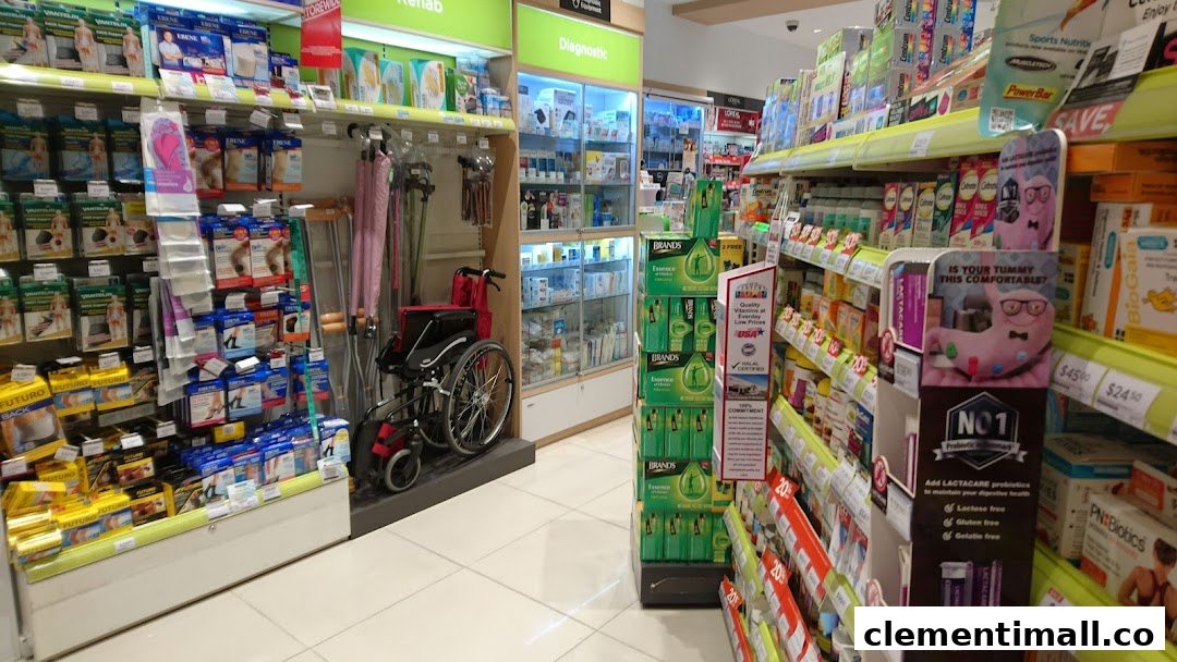 Interior view of a Watsons pharmacy aisle, showcasing health, wellness, and medical aid products.