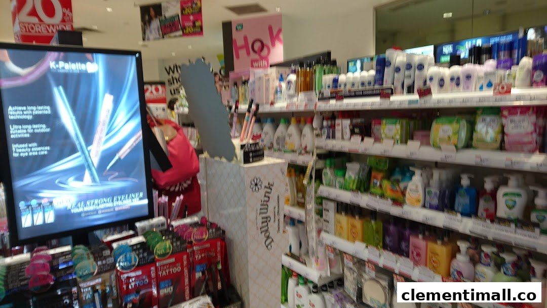 An aisle inside Watsons, showcasing a wide range of health, beauty, and personal care products.