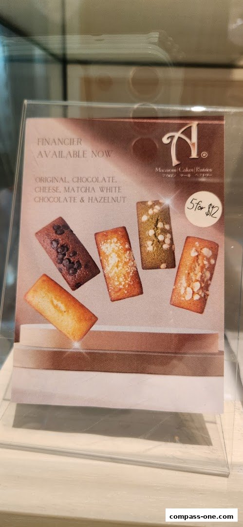 A display of five different flavored financiers from Annabella Patisserie.