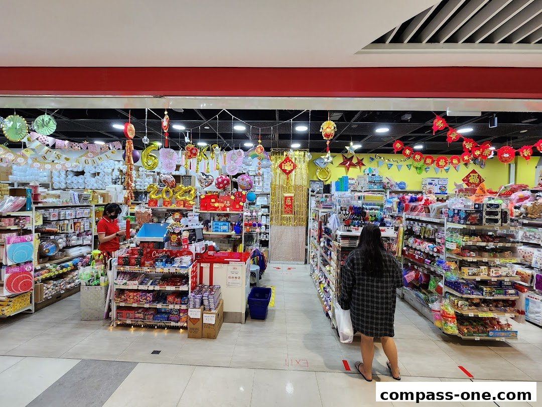 A well-stocked party supply store with balloons, decorations, and various party essentials.