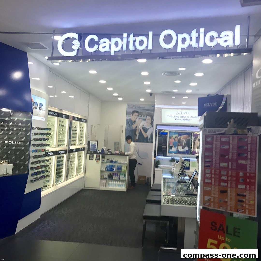 Capitol Optical shop interior showcasing eyewear displays and a sales counter.