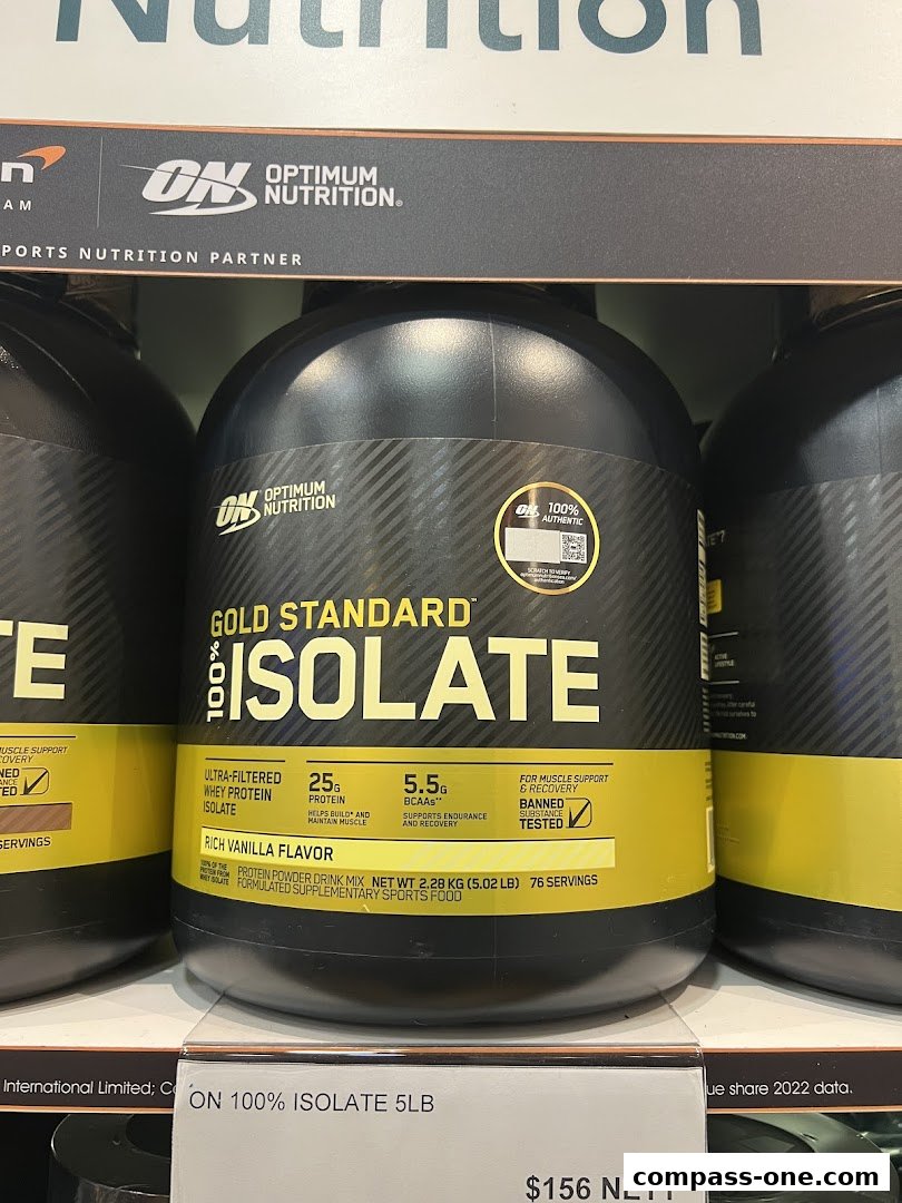 Optimum Nutrition Gold Standard 100% Isolate protein powder in Rich Vanilla flavor.
