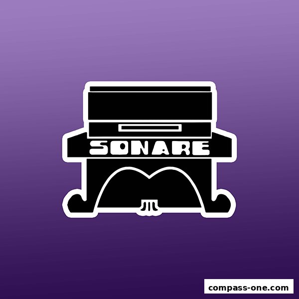 A black and white logo for Sonare Music School featuring a stylized piano.