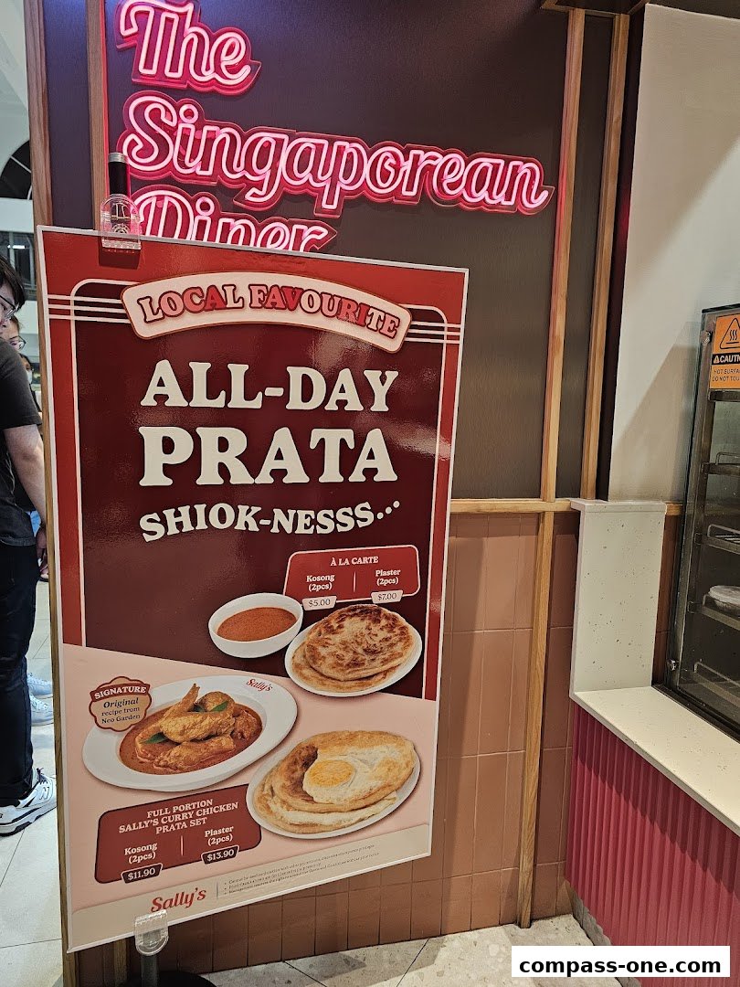 A sign advertising 'All-Day Prata' from 'The Singaporean Diner' at Sallys.