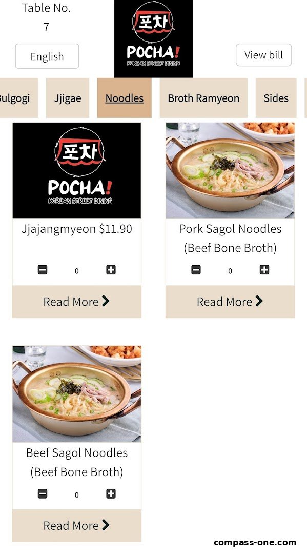 A digital menu displaying Korean street food dishes with images and prices.