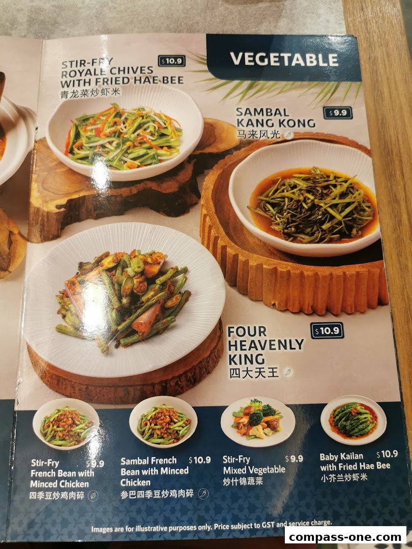 A menu page from Penang Culture featuring various vegetable dishes with prices and descriptions.