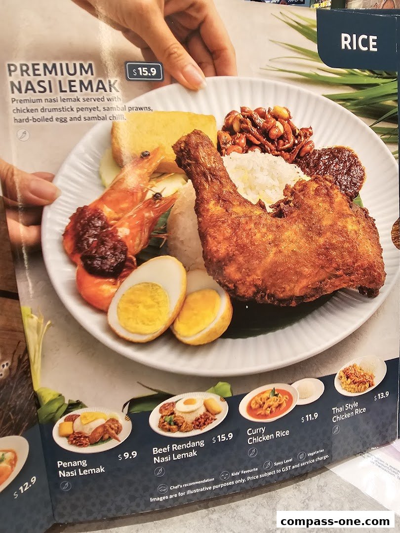 A close-up of a menu featuring various rice dishes from Penang Culture.
