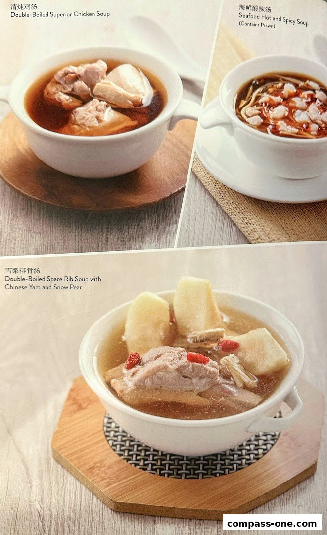 A menu showcasing three different types of hearty and flavorful soups.