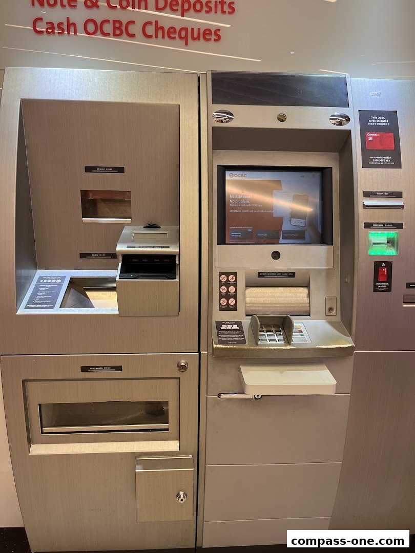OCBC Bank ATM machines for note and coin deposits, and cash withdrawals.