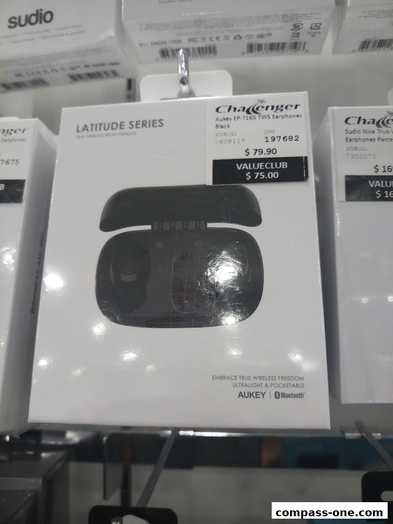 Product packaging for Aukey Latitude Series True Wireless Sport Earbuds.