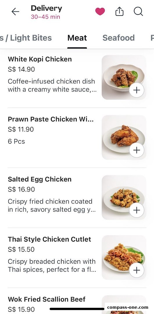 A menu from Penang Culture featuring meat dishes like chicken and beef.