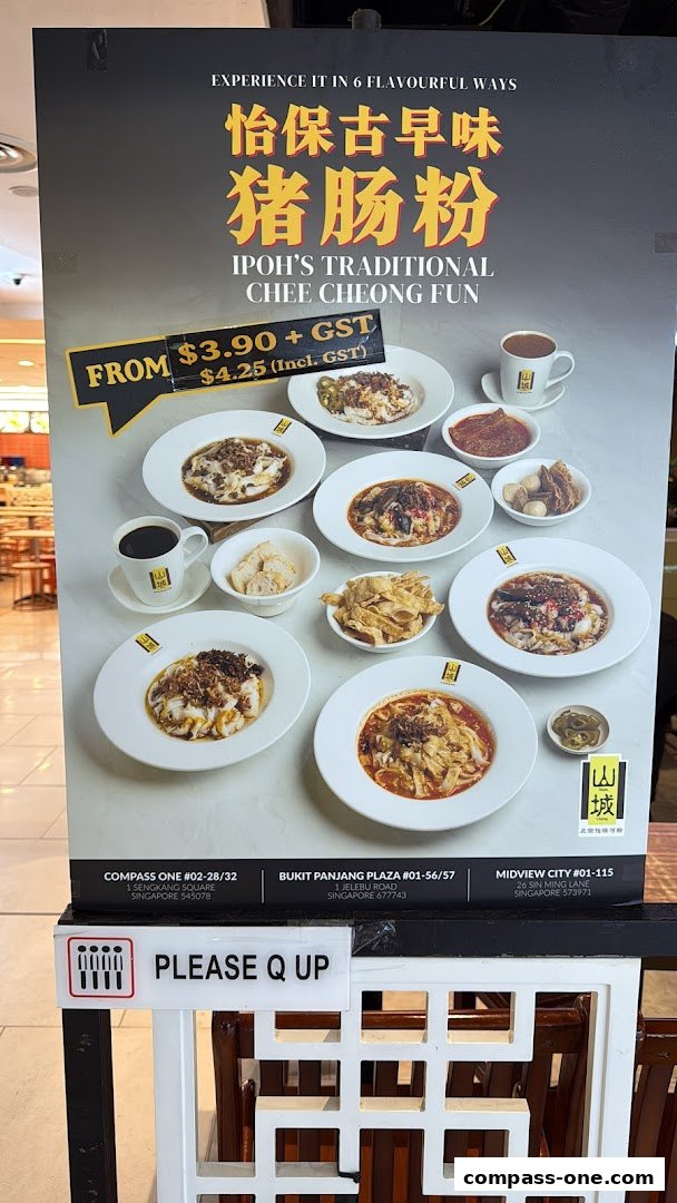 A promotional poster for Ipoh's Traditional Chee Cheong Fun, showcasing various dishes and prices.