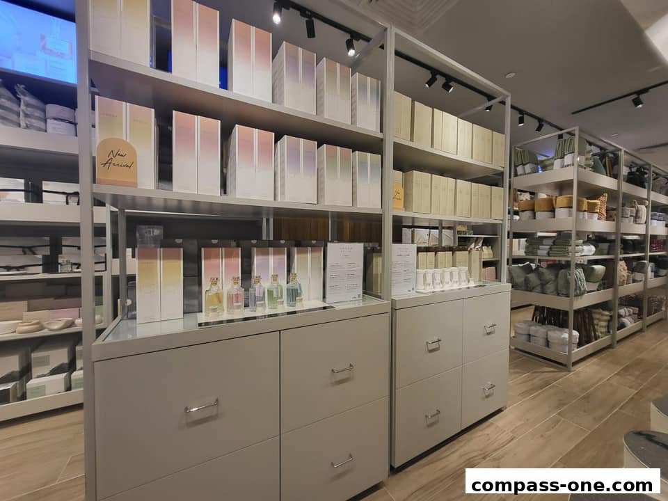 Interior view of a HOOGA store showcasing shelves filled with home decor and lifestyle products.