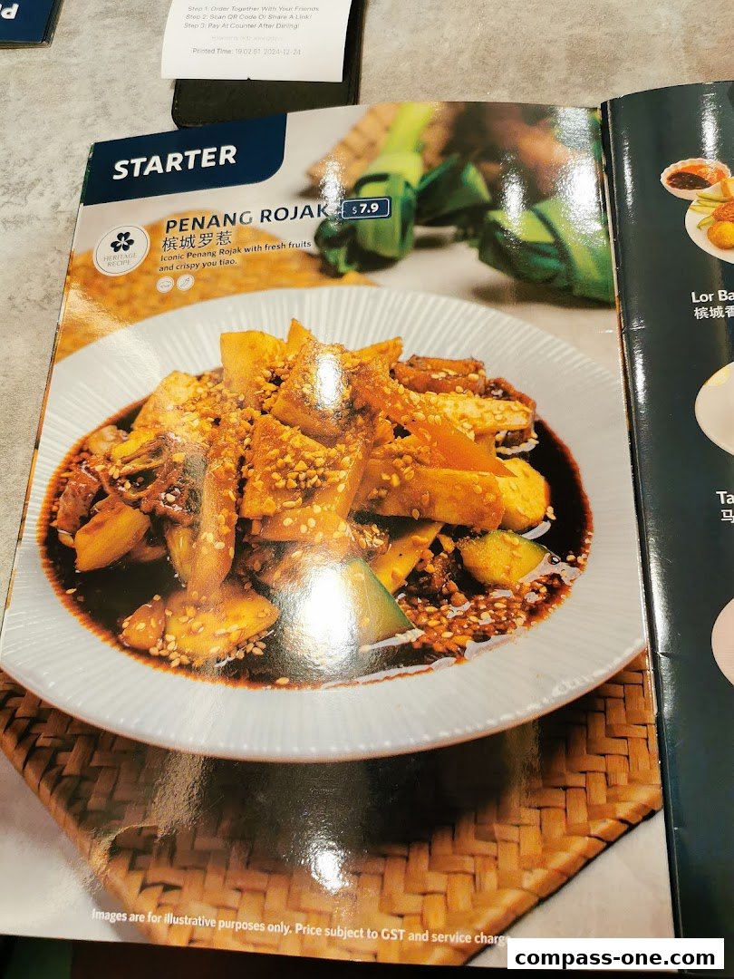 A menu page from Penang Culture featuring Penang Rojak with price and description.