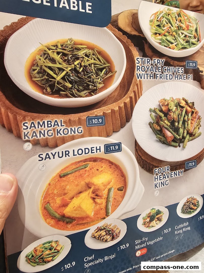 A menu showcasing various Malaysian vegetable dishes with prices.