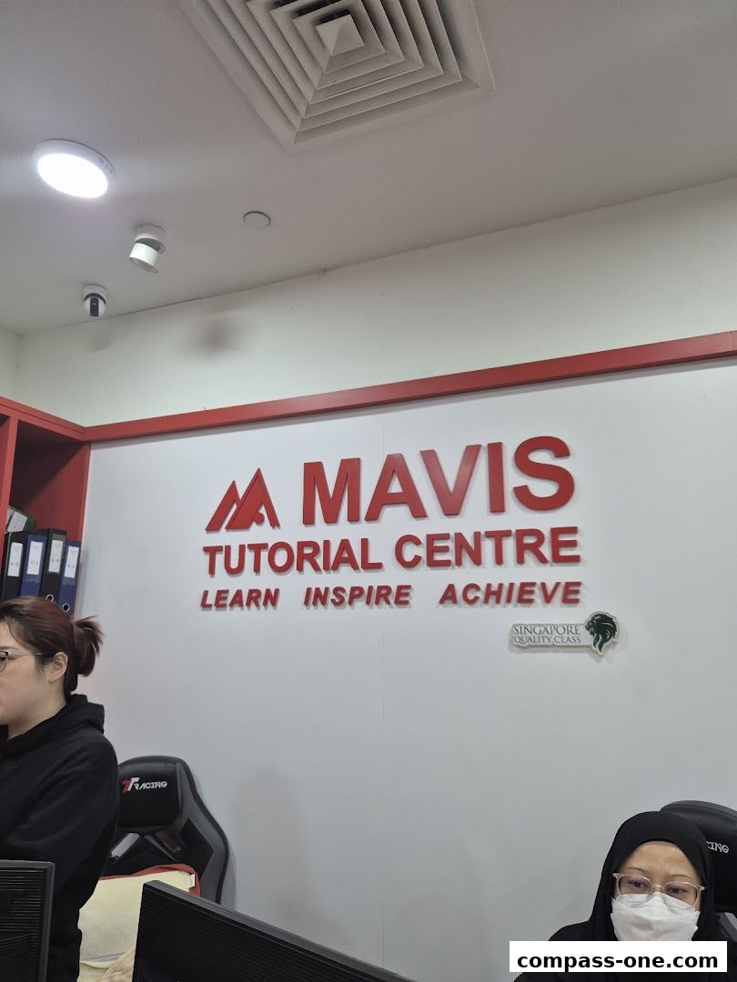Interior shot of Mavis Tutorial Centre with the company logo and staff members.