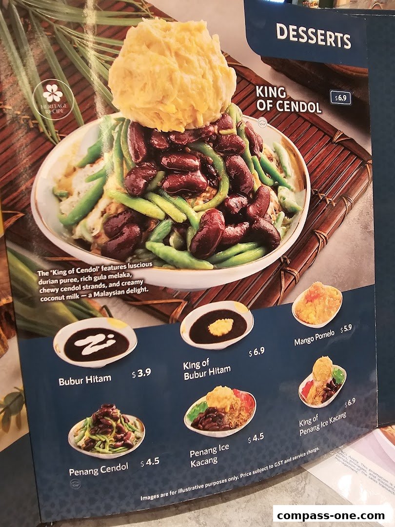 A menu showcasing various Malaysian desserts from Penang Culture.