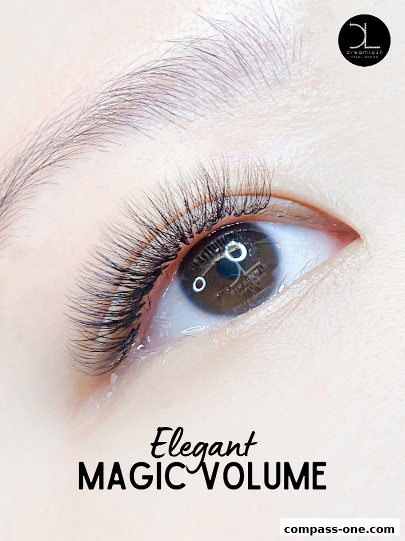 Close-up of a woman's eye with elegant, voluminous eyelash extensions.
