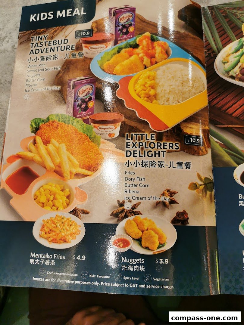 A menu showcasing two kids' meal options with descriptions and prices.