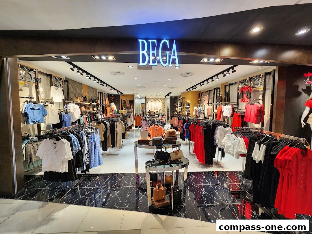 A well-lit clothing store with racks of colorful apparel and accessories.