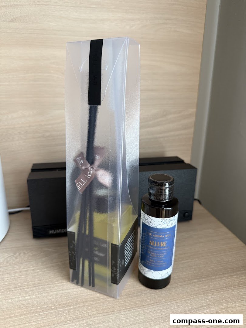 A reed diffuser and a bottle of aroma concentrate from The Smell Lab.