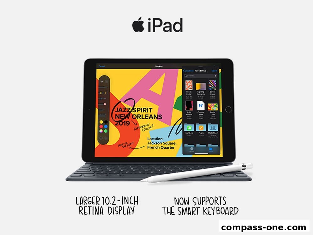 An iPad with a stylus and keyboard, showcasing its larger display and smart keyboard support.