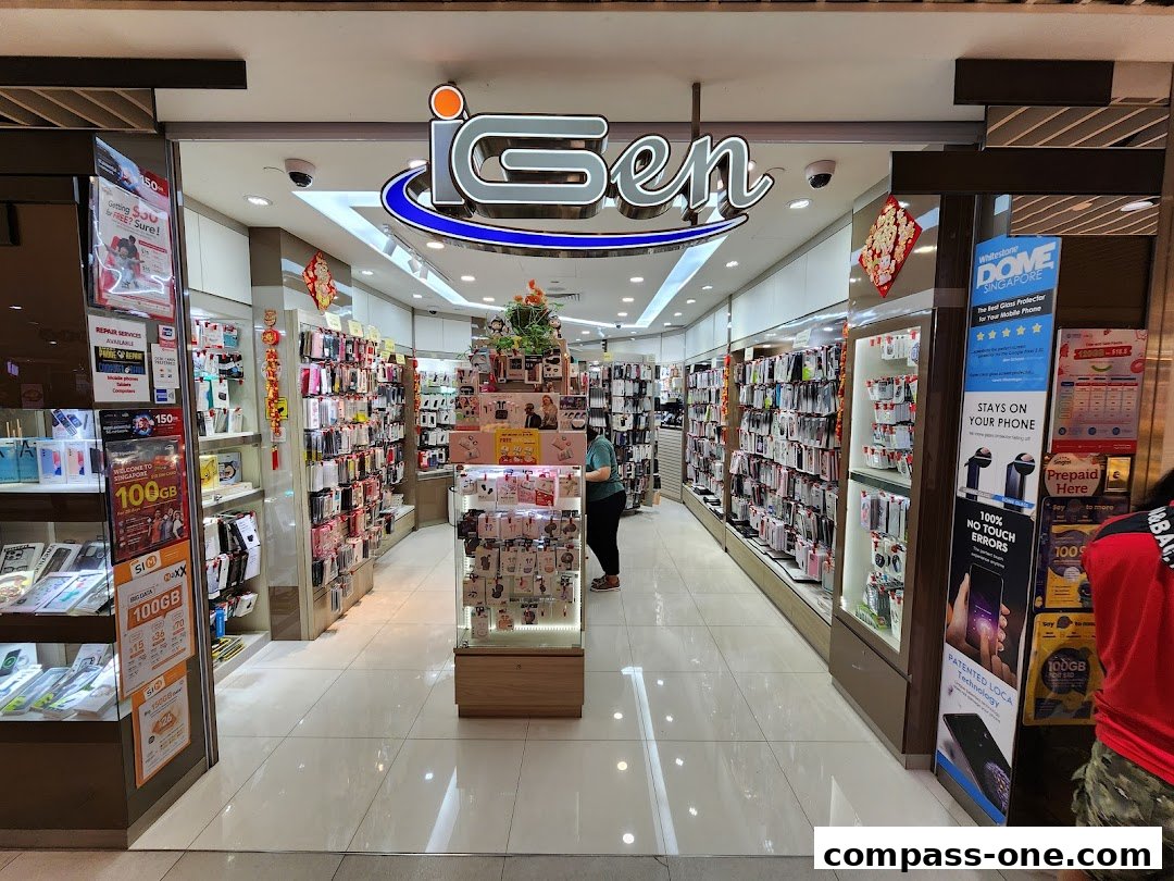 The entrance of iGen Mobile and Accessories shop, filled with phone cases and accessories.