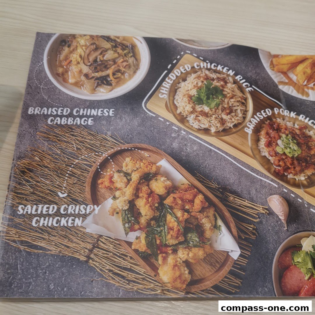 A menu showcasing various Taiwanese dishes like salted crispy chicken and braised pork rice.